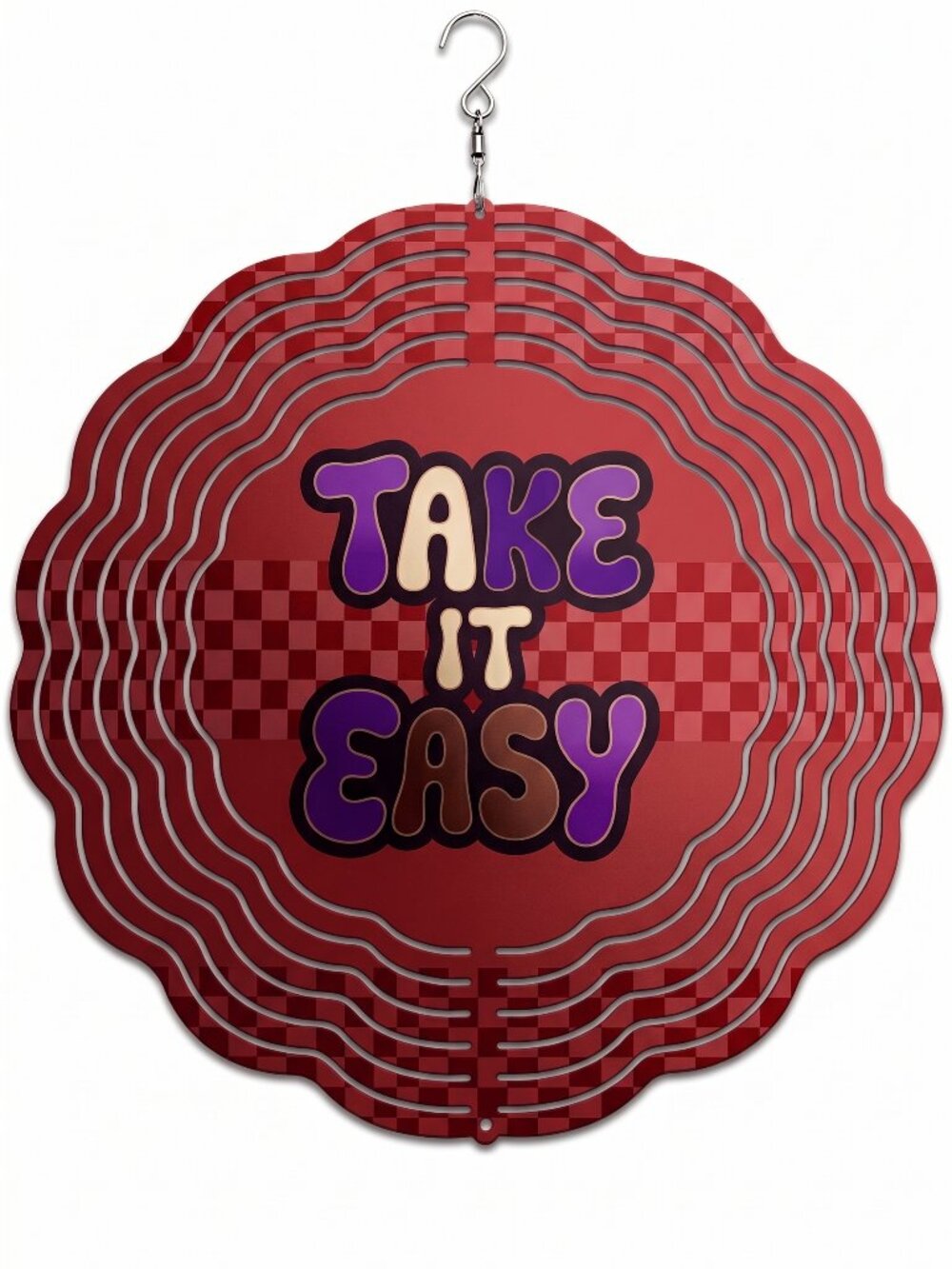 10" Retro Take It Easy Kinetic Wind Spinner - Red Metal Hanging Yard Decor